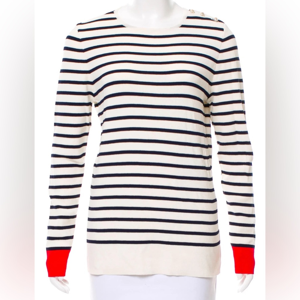 Tory Burch Navy and White Striped Top